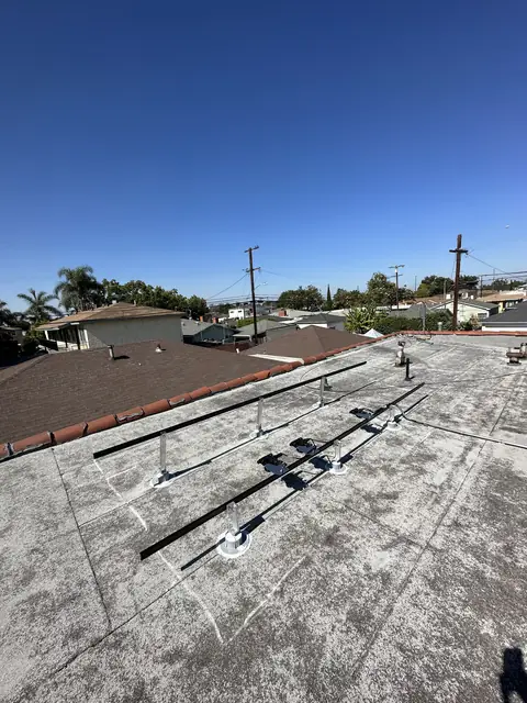 Finished rooftop solar panels on a Long Beach home