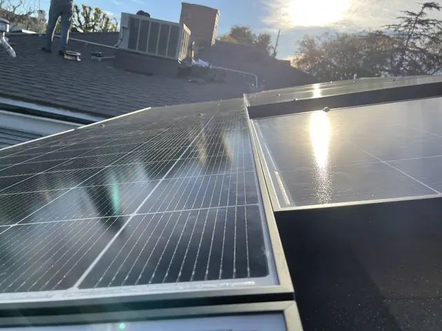 Finished rooftop solar panels on a Long Beach home