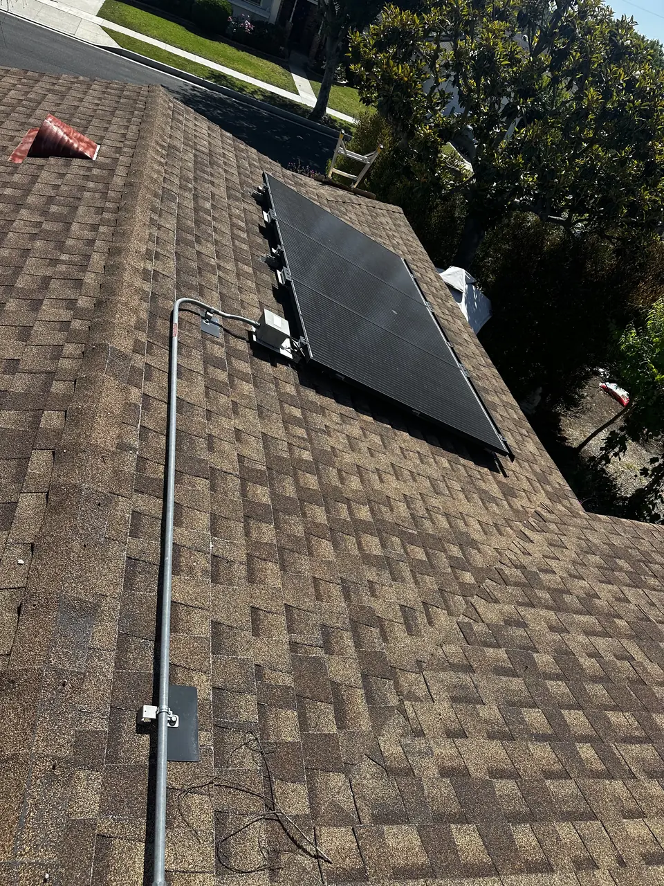Finished rooftop solar panels on a Long Beach home