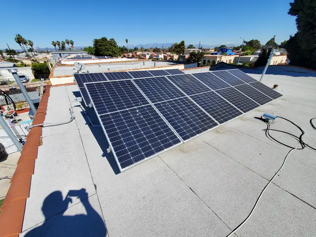 Solar array close-up in Los Angeles, CA