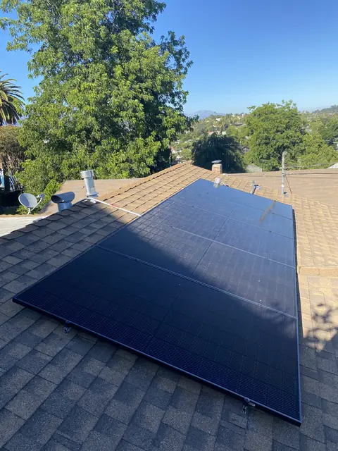 Finished rooftop solar panels on a Los Angeles home