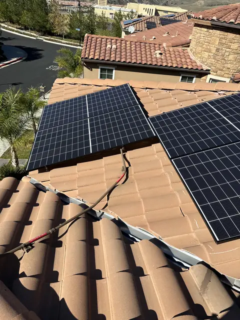 Finished rooftop solar panels on a Los Angeles home