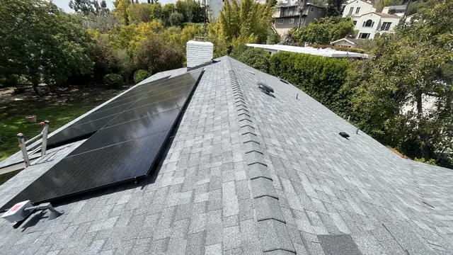 Finished rooftop solar panels on a Los Angeles home