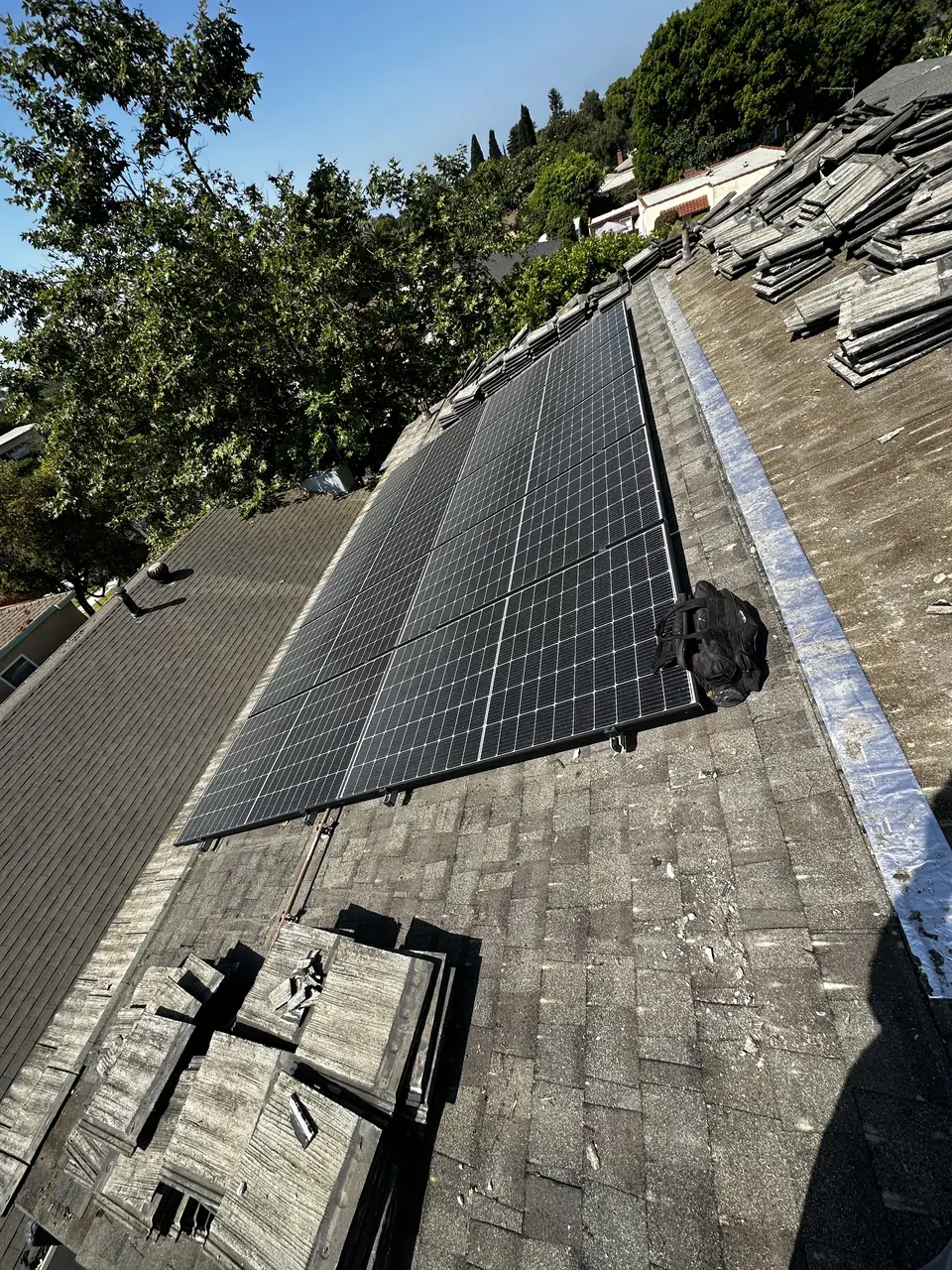 Finished rooftop solar panels on a Los Angeles home