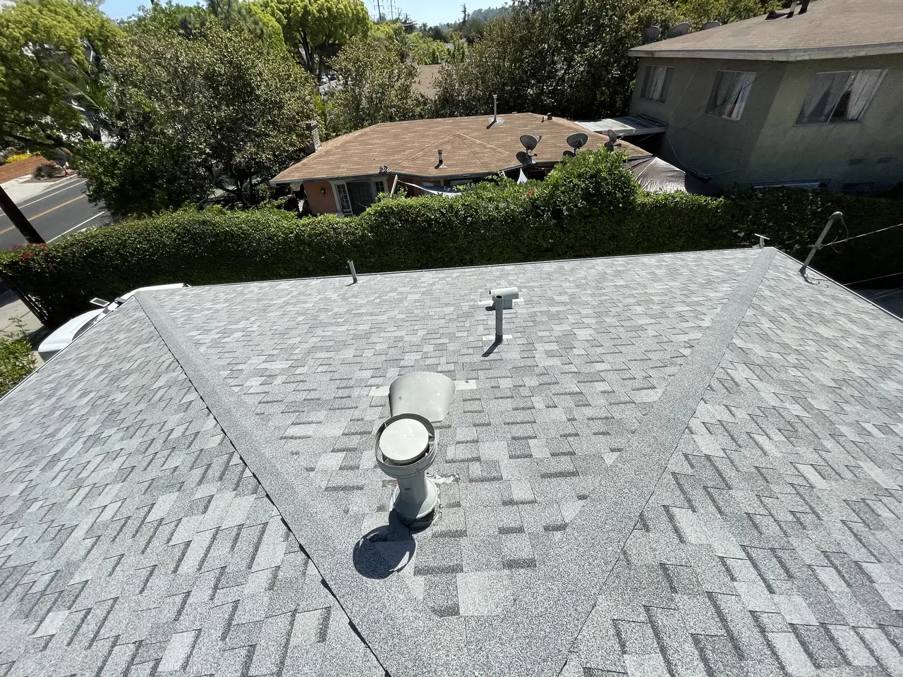 A shingle roof with a vent, before the modules, Eagle Rock, Los Angeles