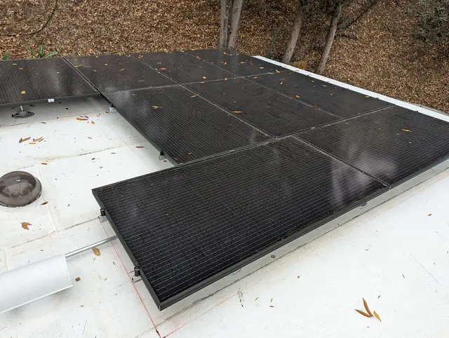 solar panel array on a flat roof in Los Angeles, CA