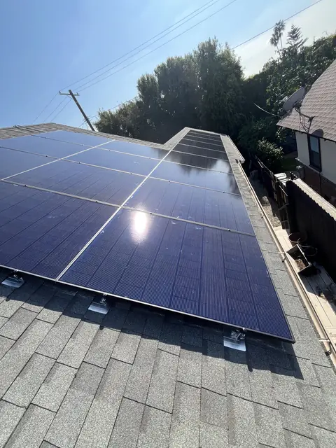 10.28 kW solar panel array on a composition shingle roof in Los Angeles, CA