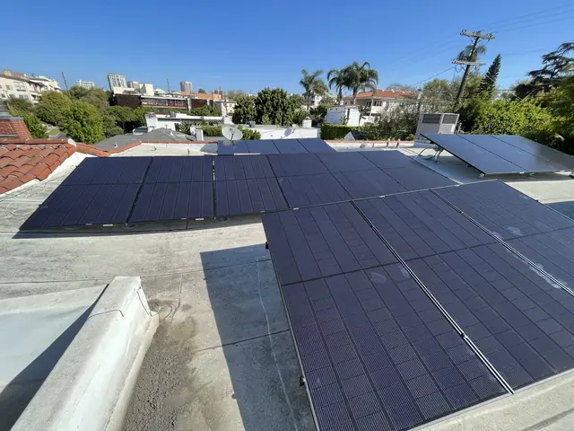Finished rooftop solar panels on a Los Angeles home