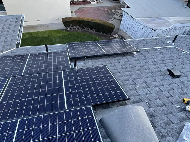 Finished rooftop solar panels on a Los Angeles home
