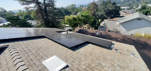 Finished rooftop solar panels on a Los Angeles home