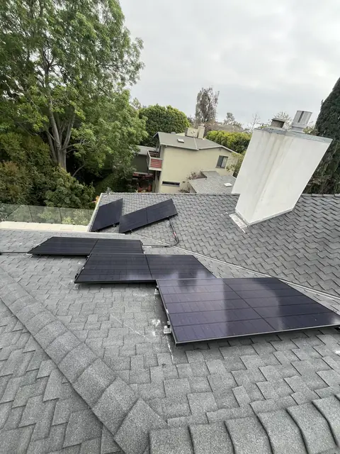 Finished rooftop solar panels on a Los Angeles home