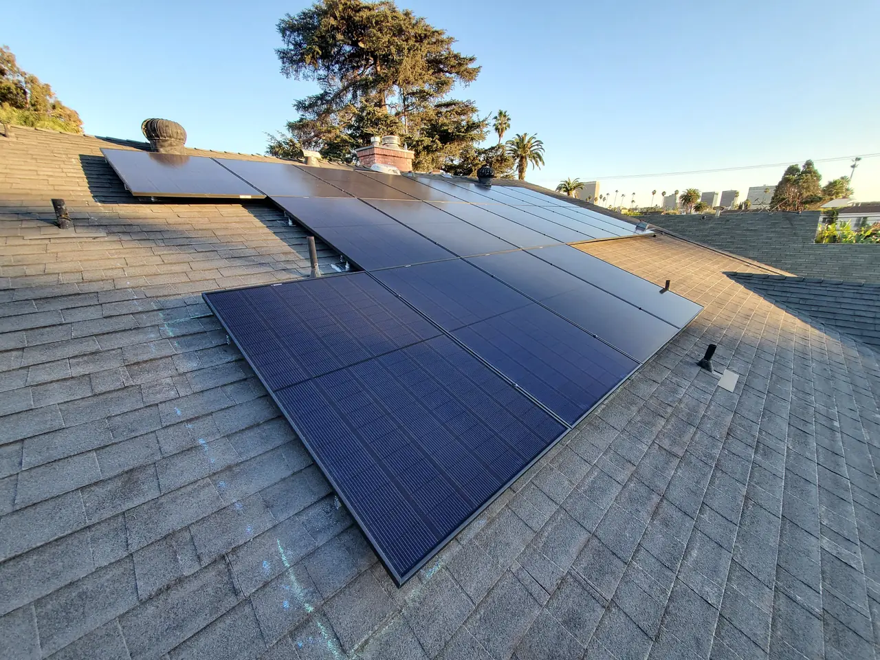 REC solar system with a SolarEdge EV charger in Los Angeles
