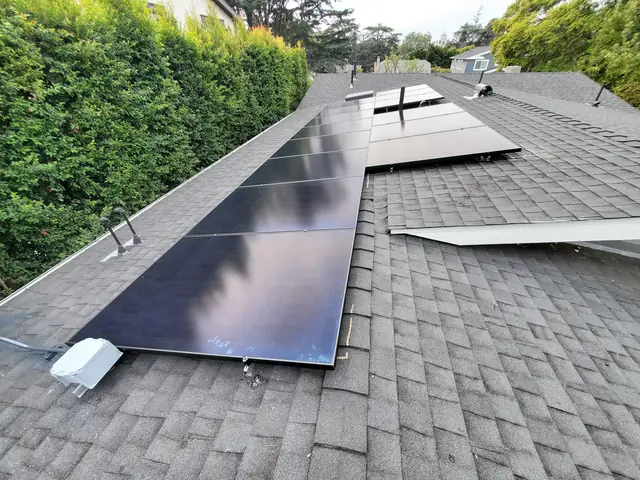Finished rooftop solar panels on a Los Angeles home