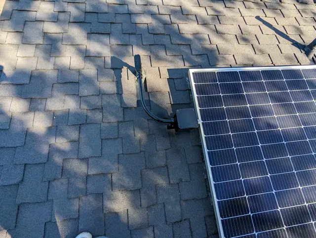 solar panel array on a composition shingle roof in Los Angeles, CA