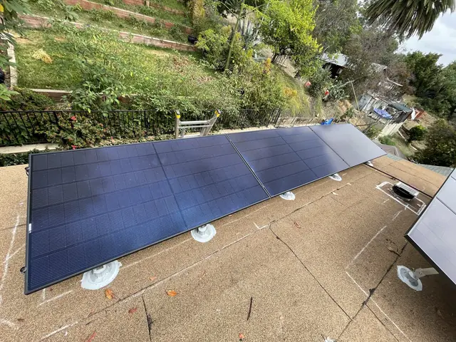 Finished rooftop solar panels on a Los Angeles home
