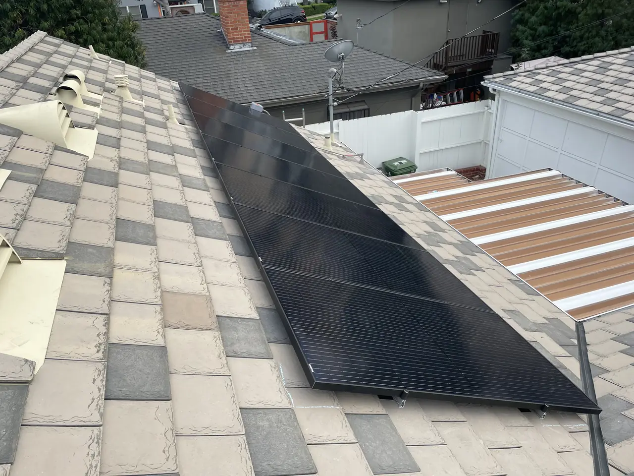 Solar array close-up in Los Angeles, CA