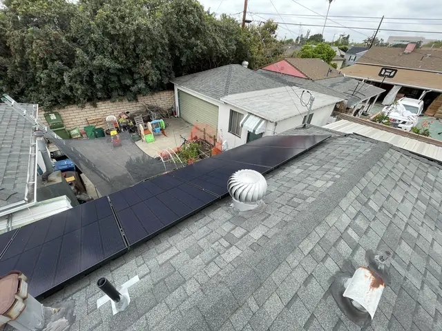 Solar array close-up in Los Angeles, CA