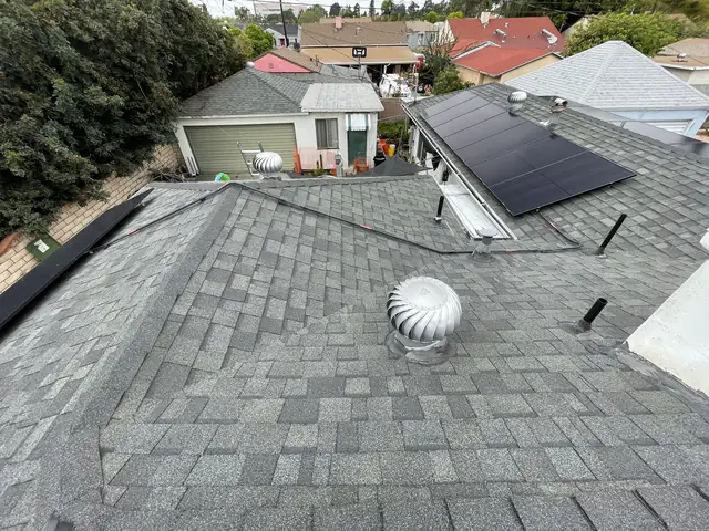 Finished rooftop solar panels on a Los Angeles home