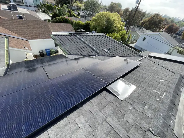 Solar array close-up in Los Angeles, CA