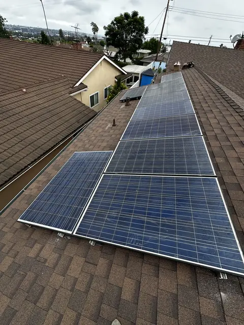 Finished rooftop solar panels on a Los Angeles home
