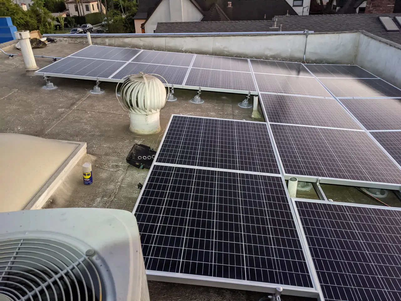 Finished rooftop solar panels on a Los Angeles home