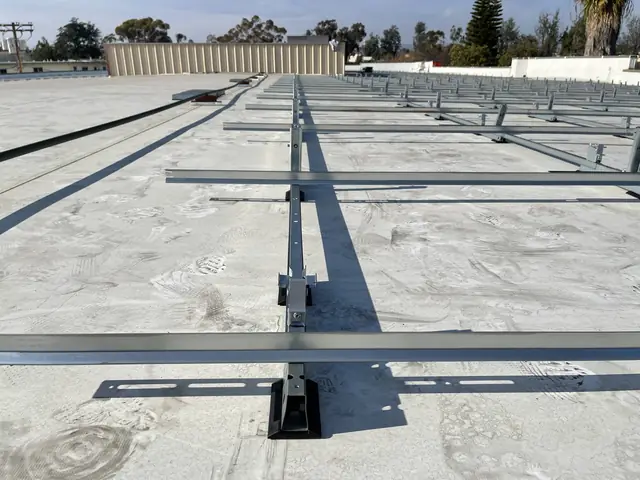 solar panel array on a flat roof in Los Angeles, CA