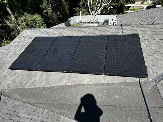 Finished rooftop solar panels on a Los Angeles home