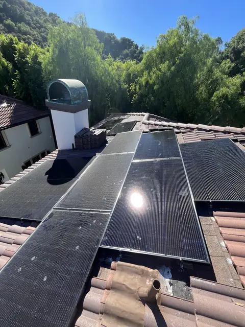 Finished rooftop solar panels on a Los Angeles home