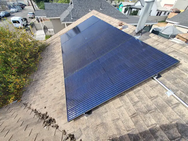 Finished rooftop solar panels on a Los Angeles home