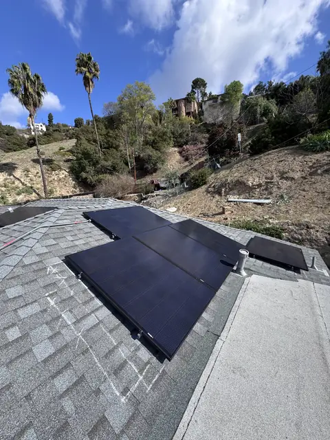 6.27 kW solar panel array on a composition shingle roof in Los Angeles, CA