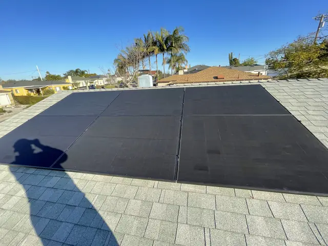 Finished rooftop solar panels on a Los Angeles home
