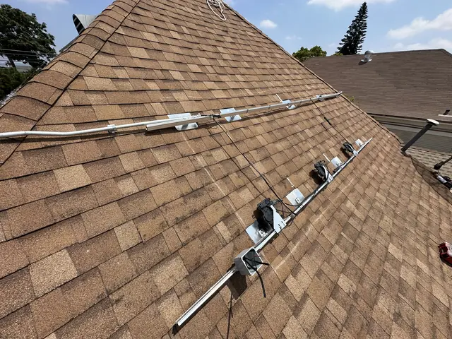 solar panel array on a composition shingle roof in Los Angeles, CA