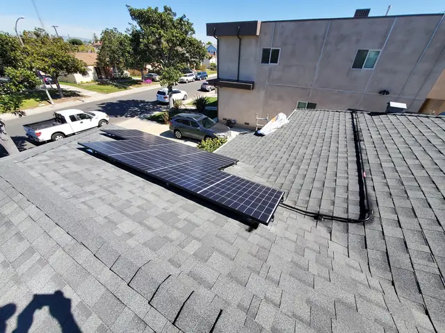 Finished rooftop solar panels on a Los Angeles home