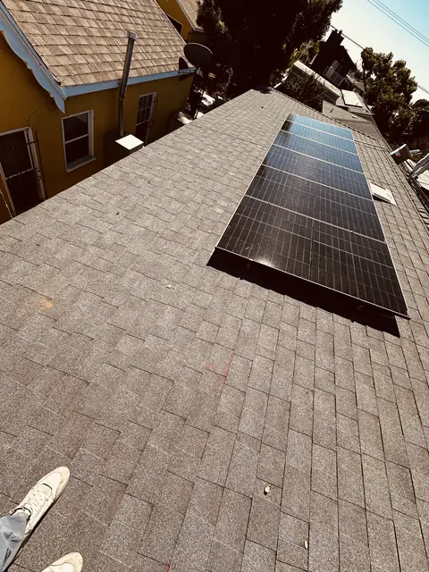 Finished rooftop solar panels on a Los Angeles home