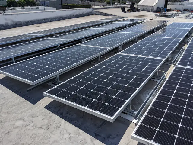 solar panel array on a flat roof in Los Angeles, CA