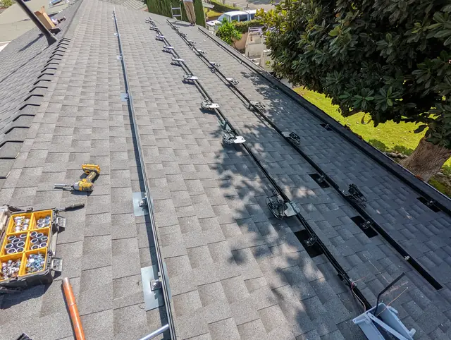 7.02 kW solar panel array on a composition shingle roof in Monrovia, CA