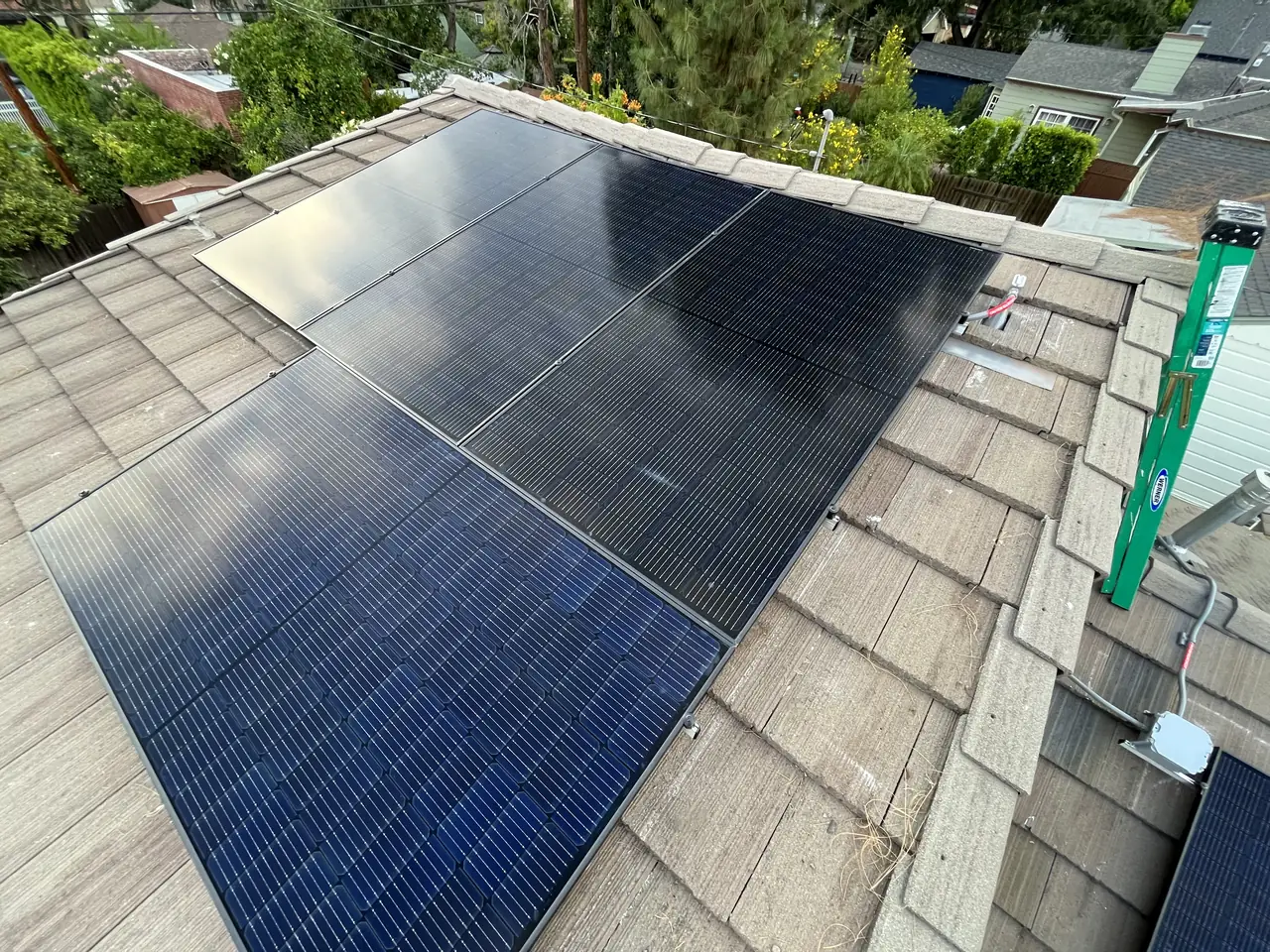 solar panel array on a tile roof in Monrovia, CA