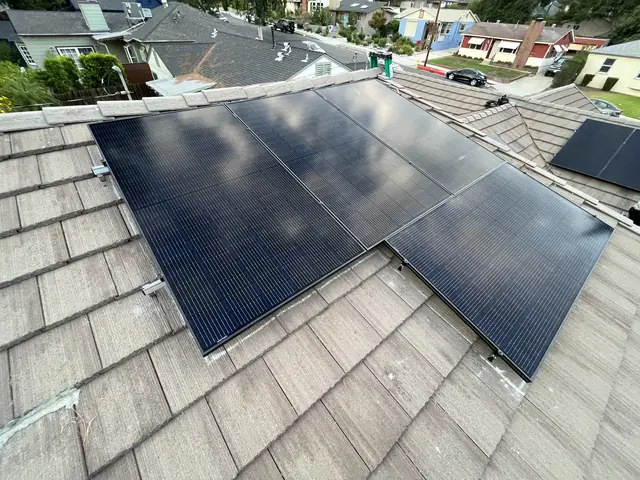 Solar array close-up in Monrovia, CA