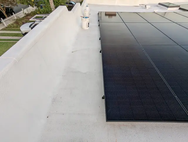 Finished rooftop solar panels on a Monrovia home