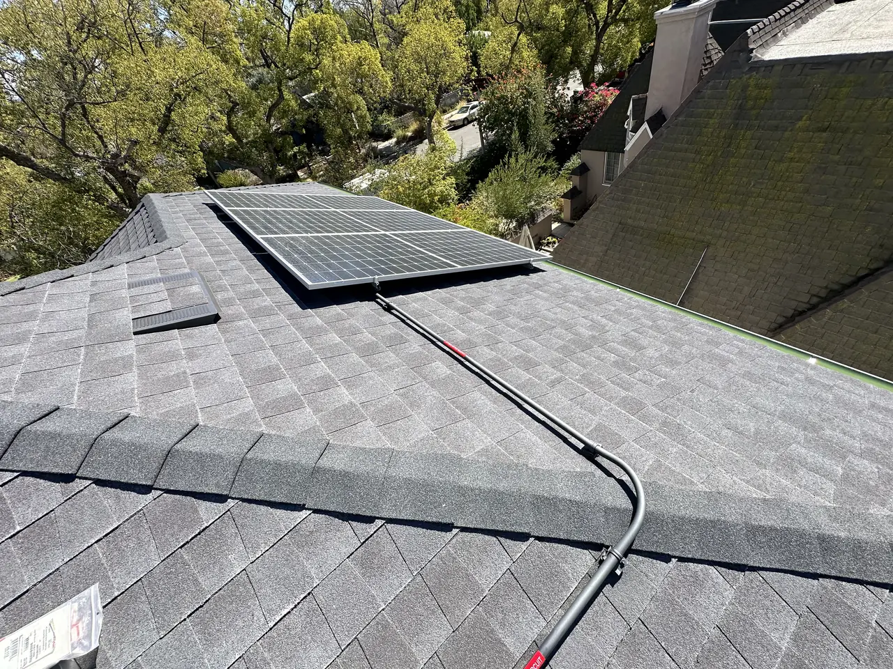 Compact solar system on a new GAF roof for an ADU in North Hollywood