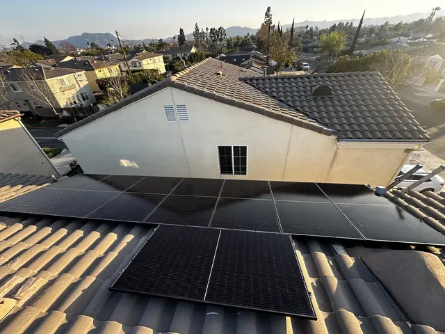 Solar array close-up in North Hollywood, CA