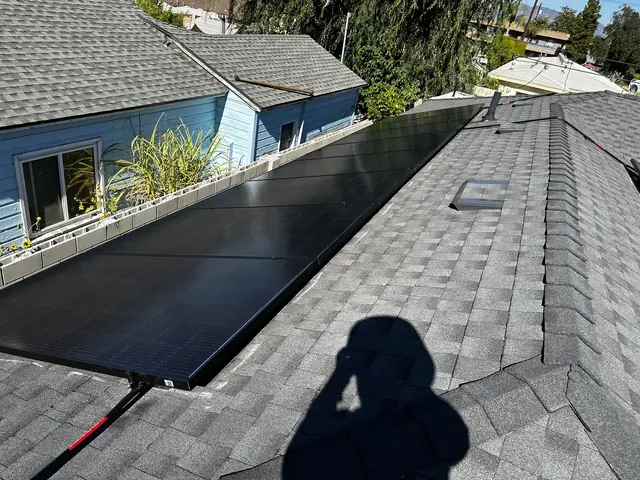 Finished rooftop solar panels on a North Hollywood home