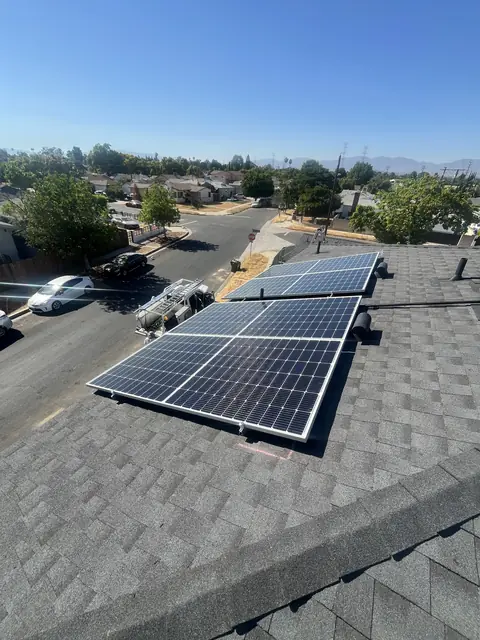 Finished rooftop solar panels on a North Hollywood home
