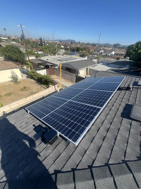 3.2 kW solar panel array on a composition shingle roof in North Hollywood, CA