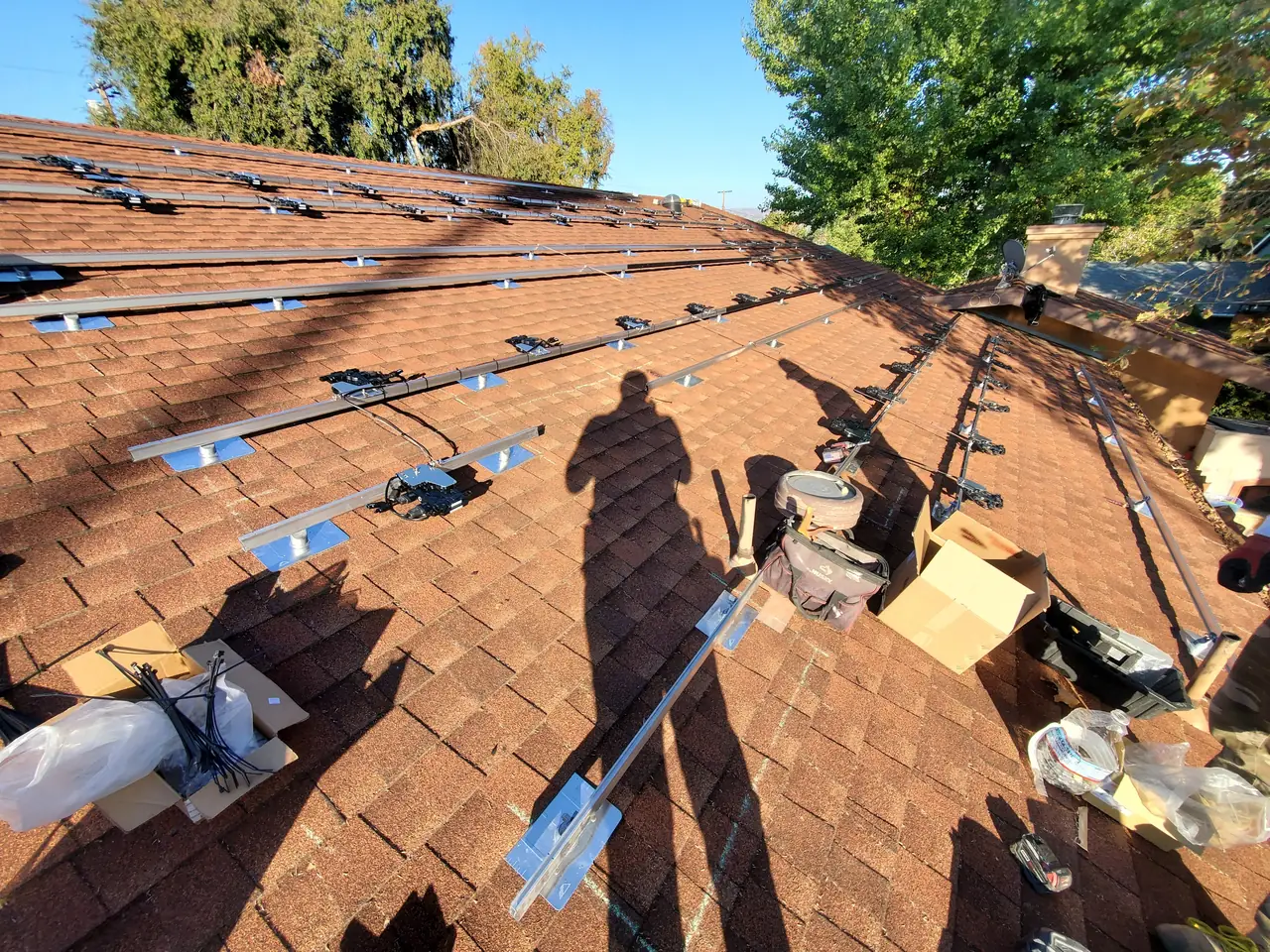 15.5 kW solar panel array on a composition shingle roof in North Hollywood, CA