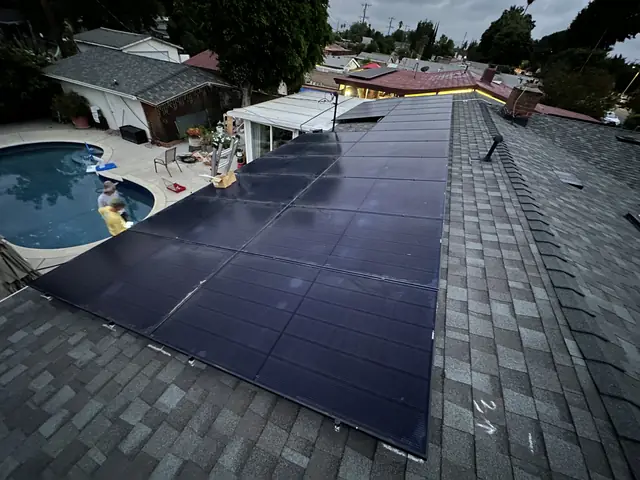 Finished rooftop solar panels on a Northridge home