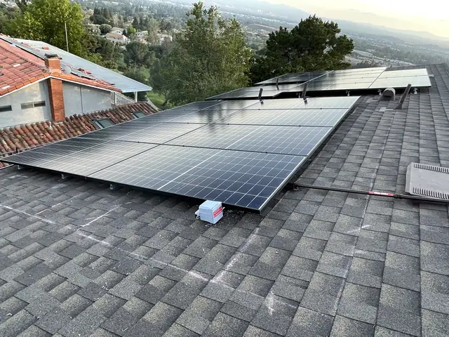 Finished rooftop solar panels on a Northridge home