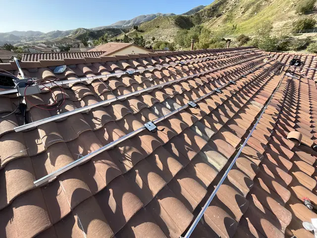Finished rooftop solar panels on a Northridge home
