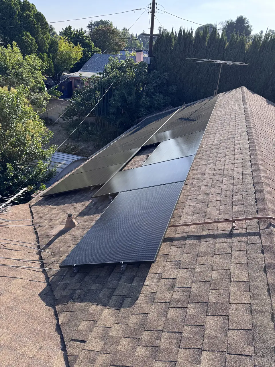 solar panel array on a rooftop in Northridge, CA