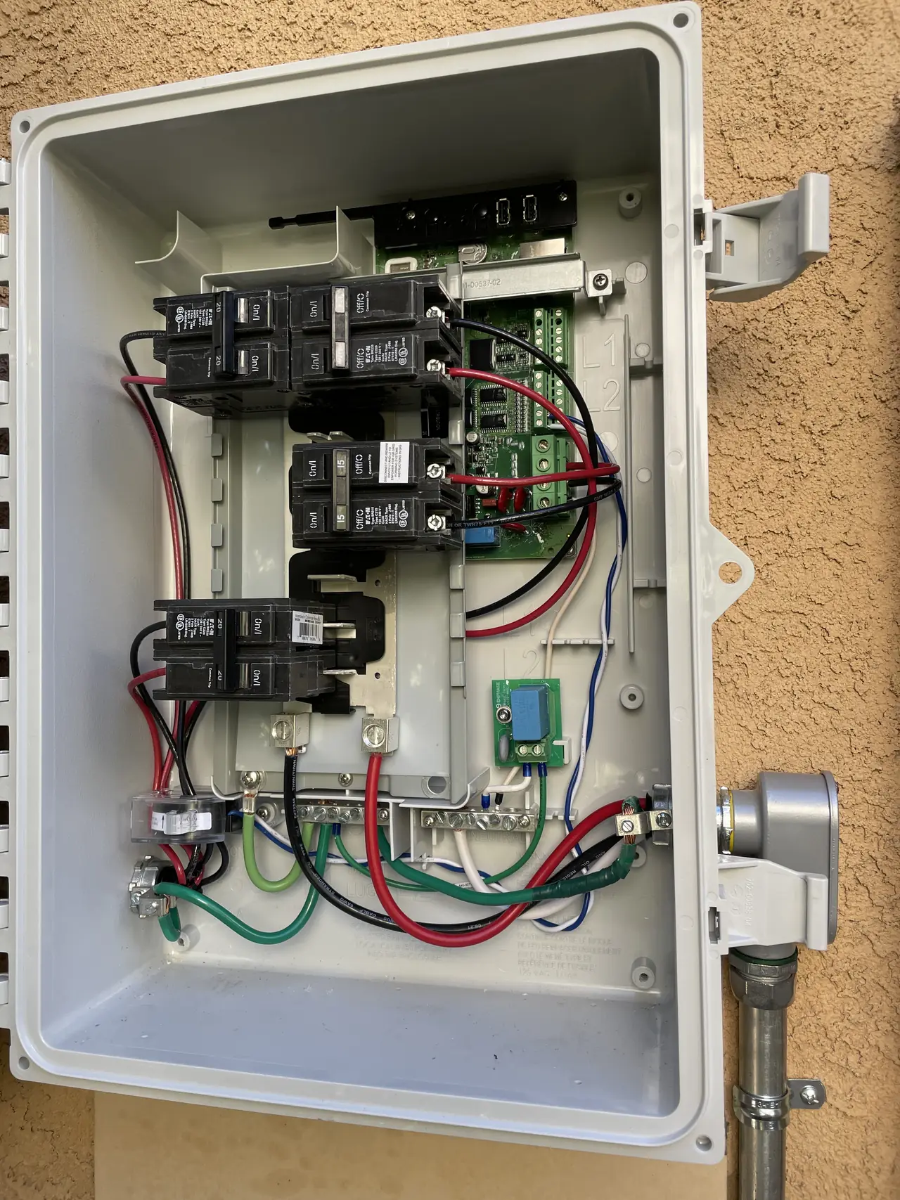 Combiner enclosure with breakers and wiring, Northridge